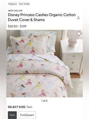 NWT Pottery Barn Kids Organic Castles Duvet Cover and Organic Sham